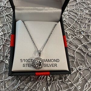Sterling Silver Diamond Pendant Necklace